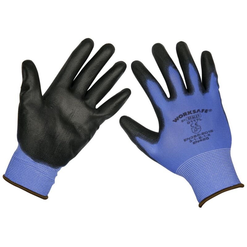 Lightweight Precision Grip Gloves (Large) - Pair - Sealey