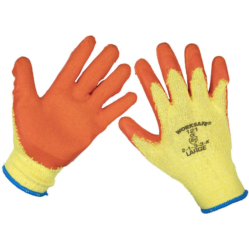 Sealey - 9121L/B120 Super Grip Knitted Gloves Latex Palm (Large) - Pack of 120 Pairs