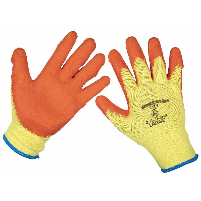 Super Grip Knitted Gloves Latex Palm (Large) - Pack of 6 Pairs TSP121L/6 - Sealey