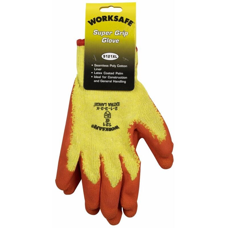 Super Grip Knitted Gloves Latex Palm (X-Large) - Pair 9121XL - Sealey