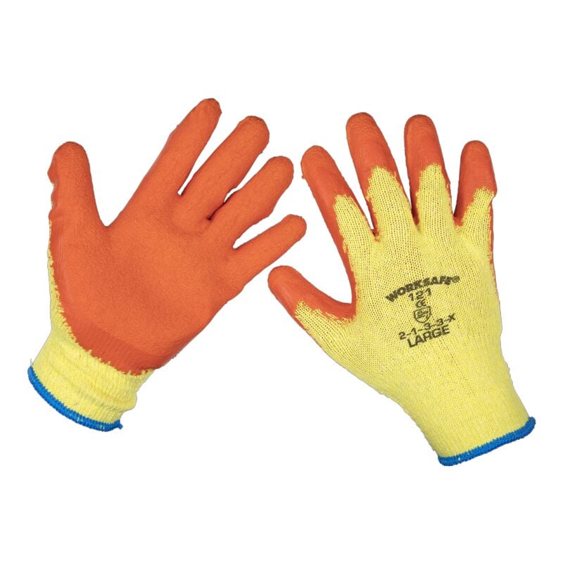 Super Grip Knitted Gloves Latex Palm (Large), Pack of 12 Pairs - Sealey