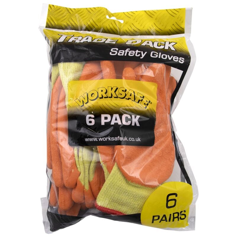 Sealey - Super Grip Knitted Gloves Latex Palm (Large), Pack of 6 Pairs