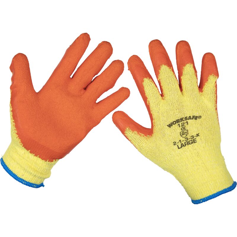 Sealey - 9121L/12 Worksafe® Super Grip Knitted Gloves with Latex Palm, Large - Pack of 12 Pairs