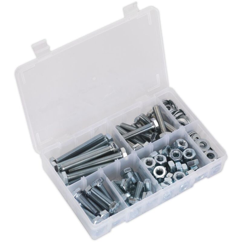 Sealey - High Tensile Setscrew, Nut & Washer Assortment M10 150pc AB052SNW