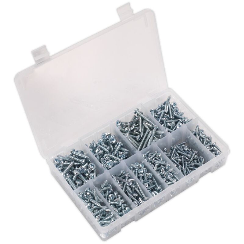 Sealey - Self-Tapping Screw Assortment din 7981CZ 700pc Pan Head Pozi Zinc AB063STPH