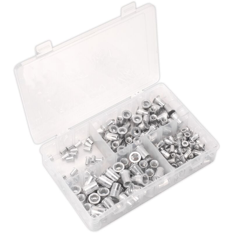 AB073TI Threaded Insert (Rivet Nut) Assortment 200pc M4-M8 Splined Metric - Sealey