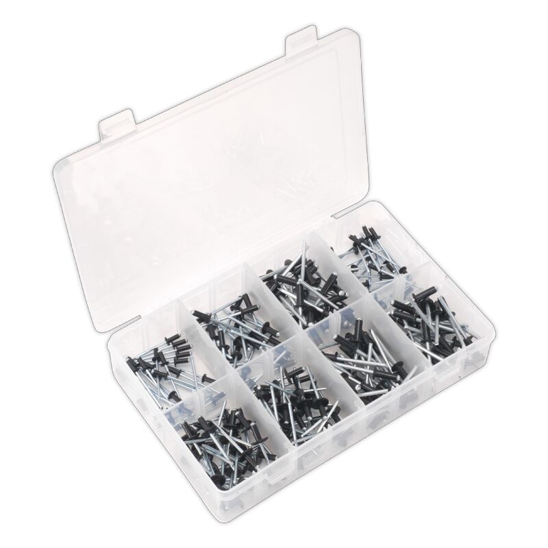 Rivet Assortment 200PC Black Anodised - Sealey