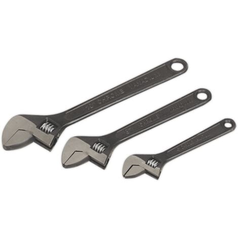 Sealey Adjustable Wrench Set 3 Piece Rust Resistant