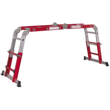Sealey AFPL2 Aluminium 4-Way Multipurpose Adjustable-Height Ladder - EN 131