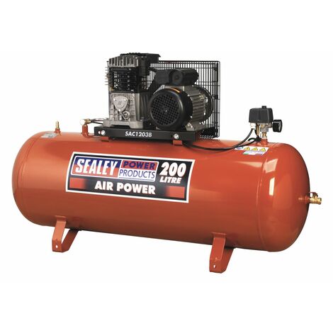 Sealey Air Compressor 200L Belt Drive 3hp with Cast Cylinders SAC1203B