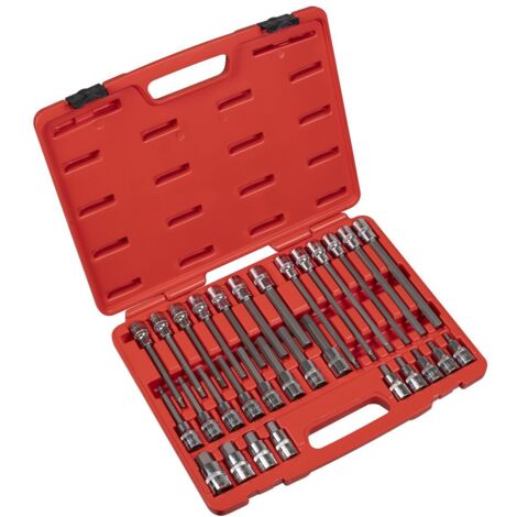Sealey AK2196 Hex Socket Bit Set 30pc 1/2""Sq Drive