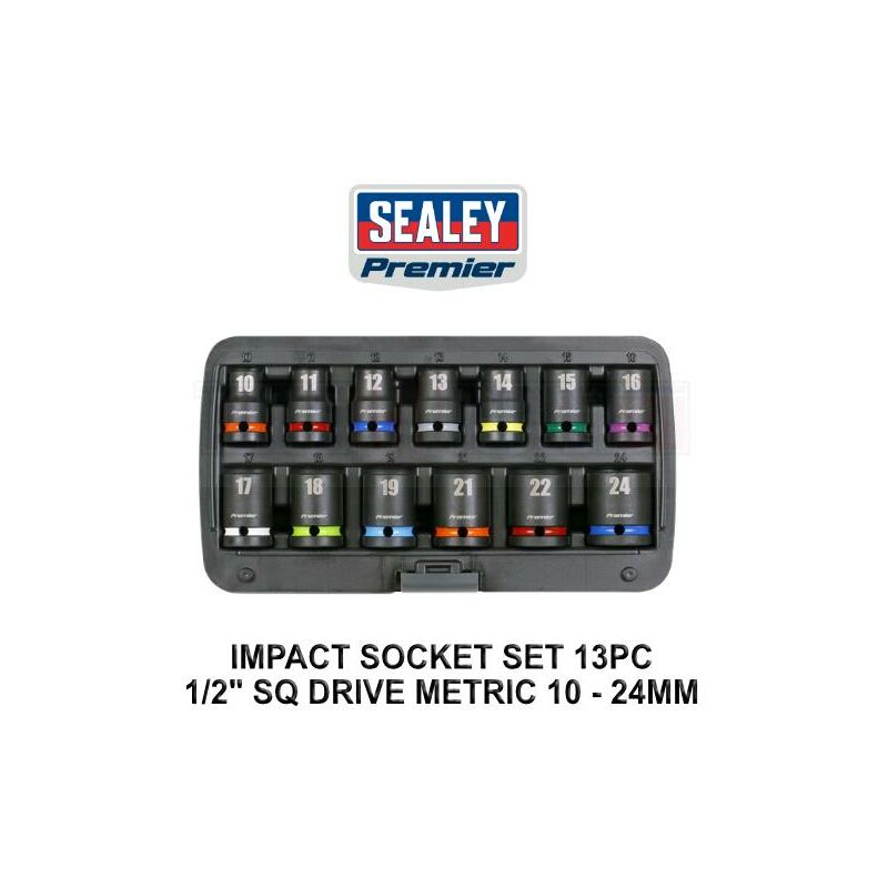 Sealey Premier 13pc 1/2 Sq Drive Impact Socket Set Metric 10 - 24mm AK5617M