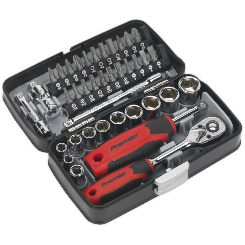 Premier Socket & Bit Set 1/4''Sq Drive 38pc AK8945 - Sealey