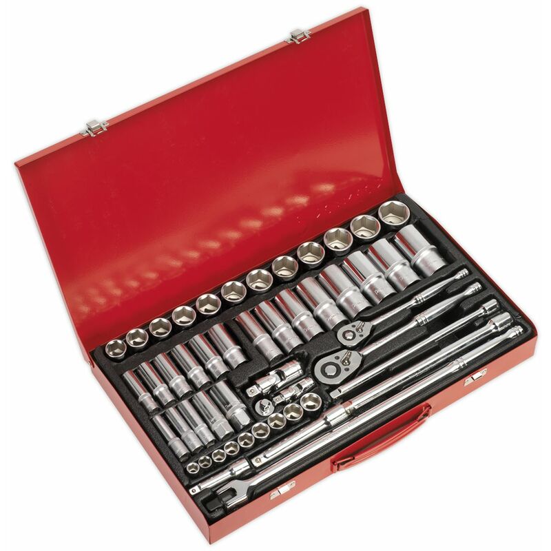 Sealey - Socket Set 50pc 3/8 & 1/2Sq Drive 6pt WallDrive® - Metric AK6942