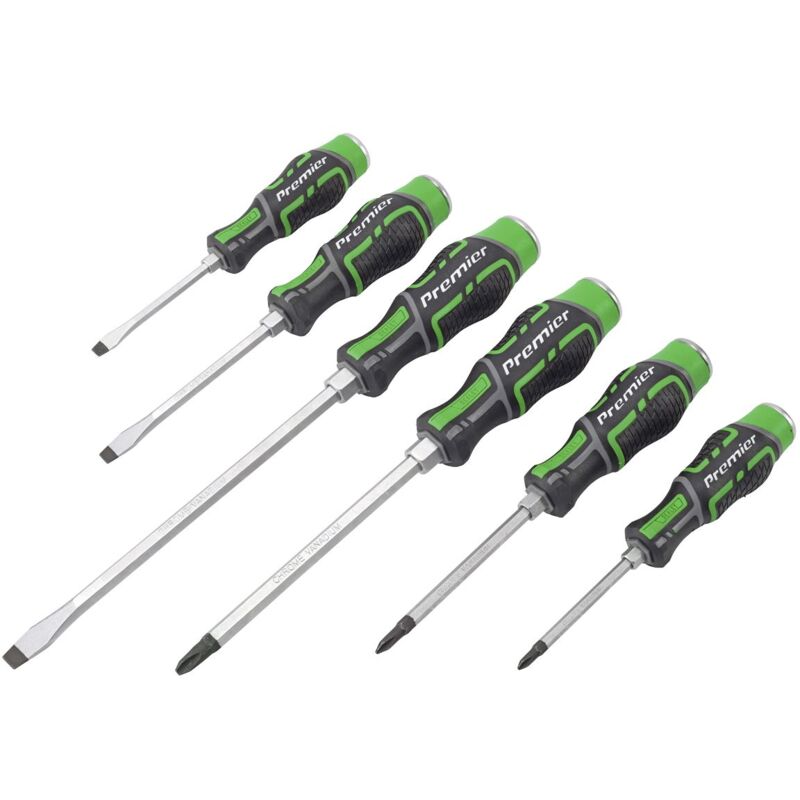 Hammer-Thru Screwdriver Set Hi-Vis Green 6pc AK4940HV - Sealey
