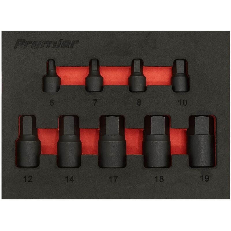 Sealey - Low Profile Impact Hex Socket Bit Set 1/4'' & 3/8'' Sq Drive 9pc - Metric AK5525