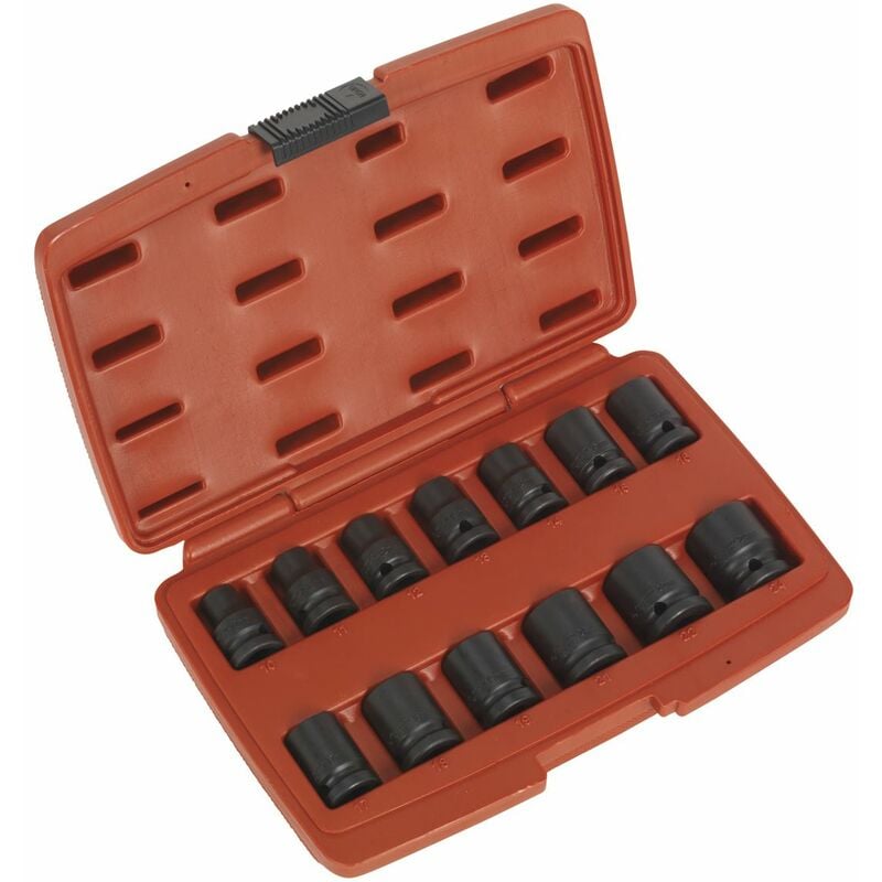 Sealey - Metric Impact Socket Set 13pc 1/2''Sq Drive 12-Point Boxed AK5614M