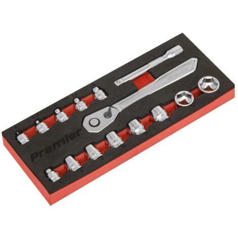 Sealey AK5783 Premier Platinum Low Profile Socket Set 1/4""Sq Drive 15pc