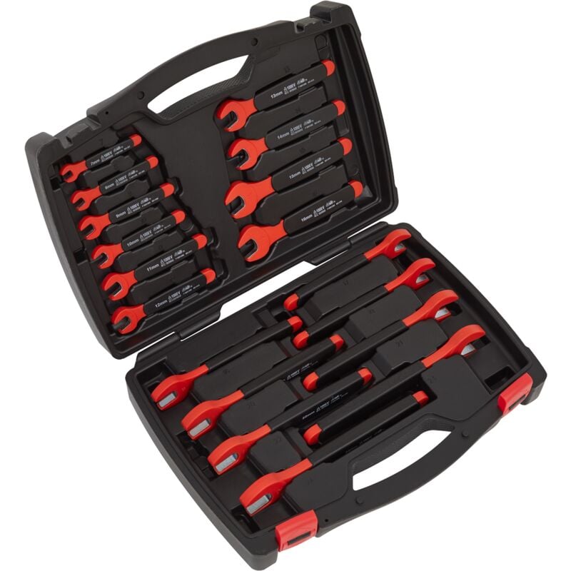 AK63172 Premier Insulated Open-End Spanner Set 18pc - vde Approved - Sealey