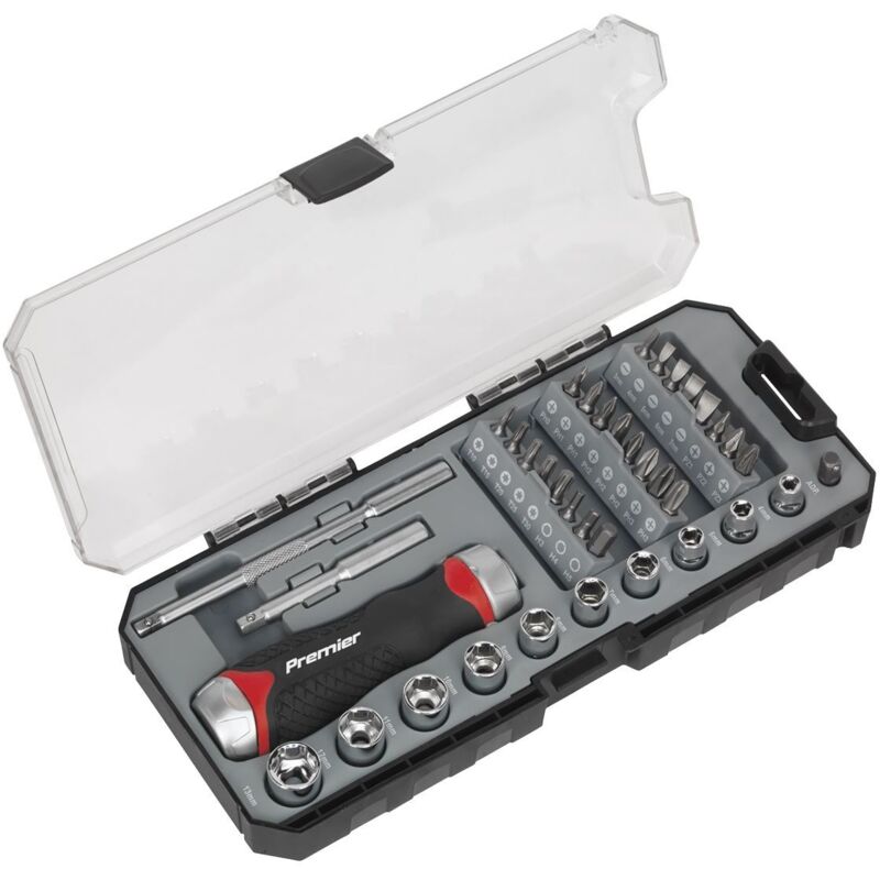 Sealey - AK64905 Premier Fine Tooth Ratchet Screwdriver Socket & Bit Set 38pc