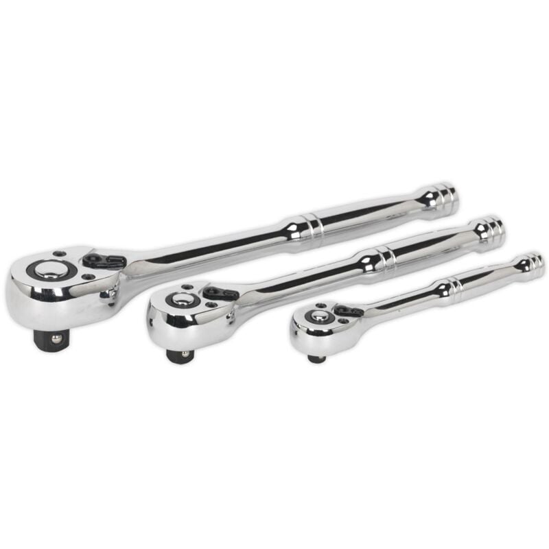 Sealey - AK6672 Premier Pear-Head Ratchet Wrench Set with Flip Reverse 3pc