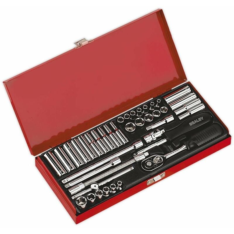 Socket Set 41pc 1/4Sq Drive 6pt WallDrive® - Metric/Imperial AK690 - Sealey