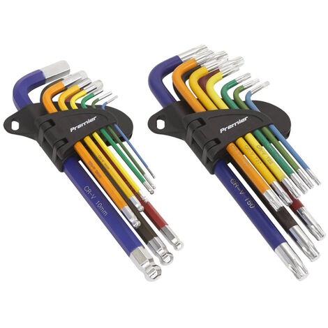 Sealey AK7193 AK7190 18pc Hex/TRX-Star Colour Coded Key Set
