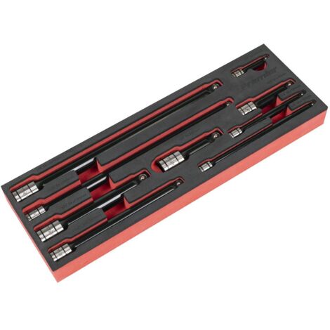 Sealey AK7693 Premier Black Wobble/Rigid Extension Bar Set 1/4"", 3/8"" & 1/2""Sq Drive 9pc - Premier Black