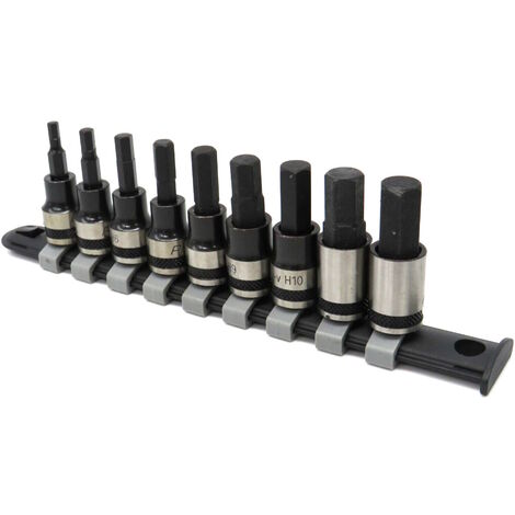 Sealey AK7986 Hex Key Socket Bit Set 9pc 3/8in Sq Drive Metric Black Series