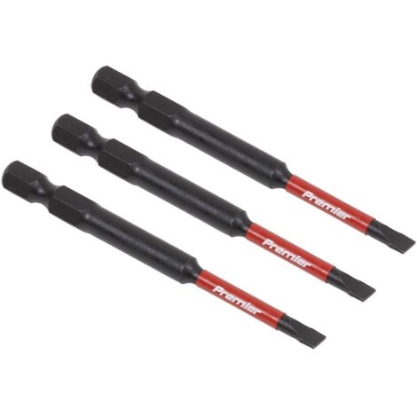 Sealey AK8251 Premier Slotted Impact Power Tool Bits 4.5 x 75mm 3pc