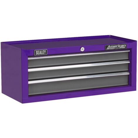 Sealey American PRO&reg Mid-Box Tool Chest 3 Drawer - Purple/Grey AP22309BBCP