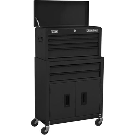 Sealey American PRO® Topchest & Rollcab Combination 6 Drawer - Black AP22BK