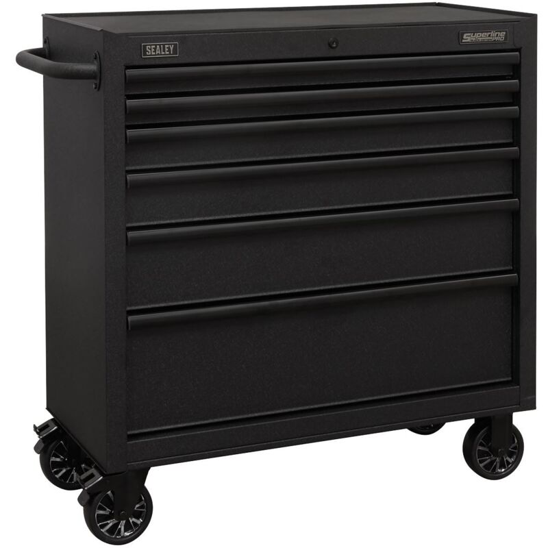 AP3606BE Superline pro Black Edition Rollcab with 6 Soft Close Drawers 915mm - Sealey