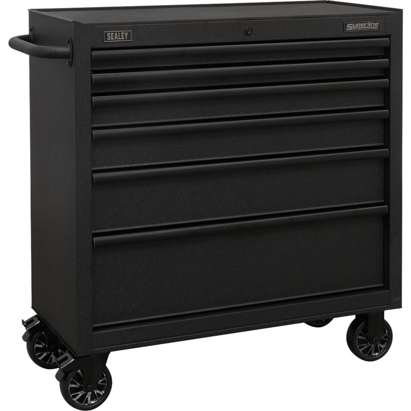 Sealey - AP3606BE Superline pro® Black Edition Rollcab with 6 Soft Close Drawers 915mm