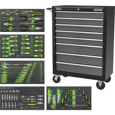Sealey AP35TBCOMBO3 Rollcab 8 Drawer with 145pc Tool Kit - Black/Grey