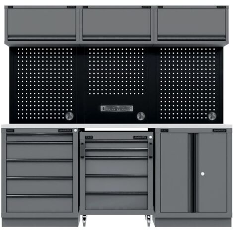 Sealey APMSBESTACK03SS Superline PRO Black Edition Storage System with Stainless Worktop 2.04m