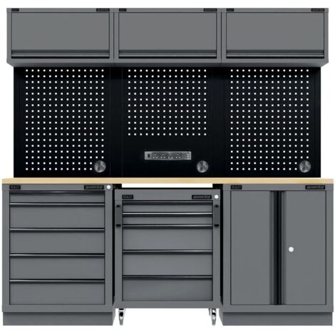 Sealey APMSBESTACK03W Superline PRO Black Edition Storage System with Rubber Wood Worktop 2.04m