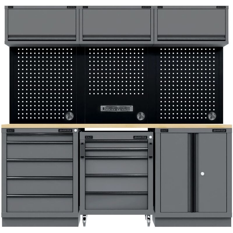 Sealey - APMSBESTACK03W Superline pro Black Edition Storage System with Rubber Wood Worktop 2.04m