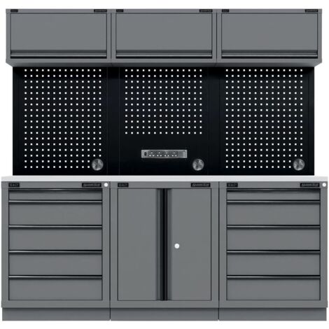 Sealey APMSBESTACK04SS Superline PRO Black Edition Storage System with Stainless Worktop 2.04m