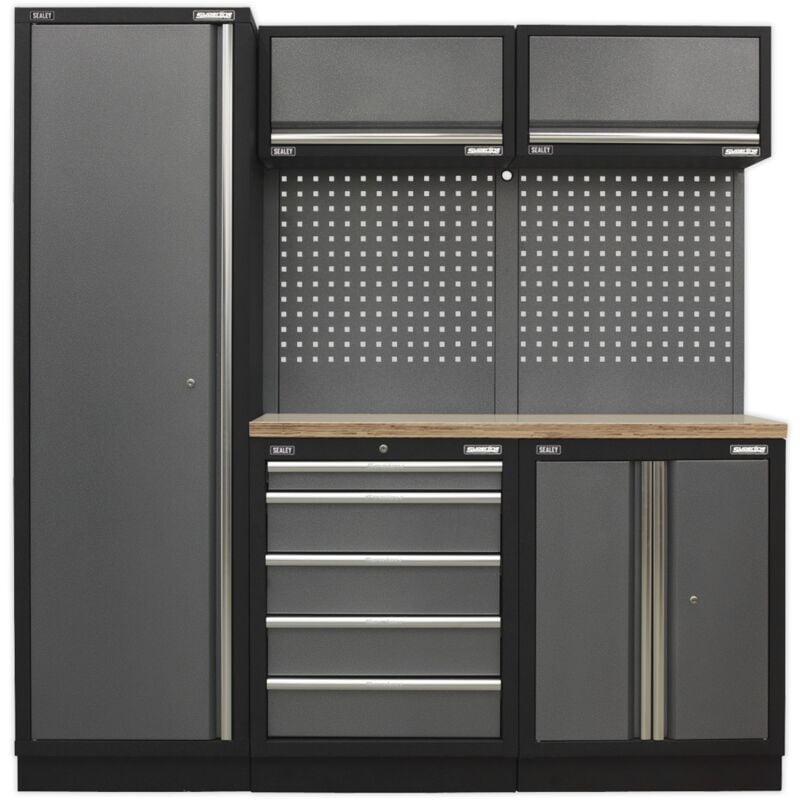 APMSSTACK02W Superline pro® Storage System with Wood Worktop 1.96m - Sealey