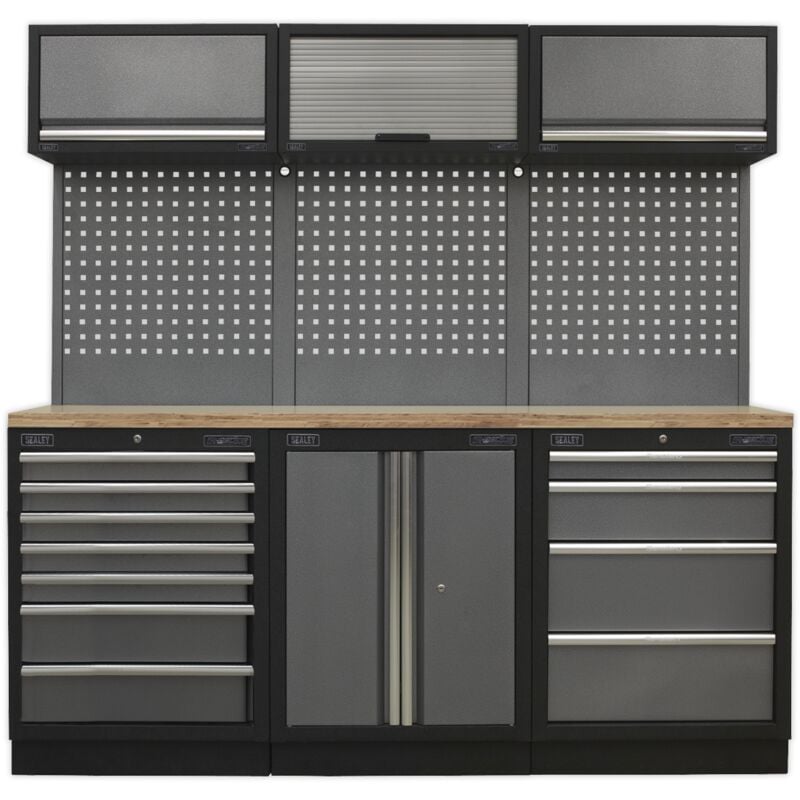 APMSSTACK07W Superline pro® Storage System with Wood Worktop 2.04m - Sealey