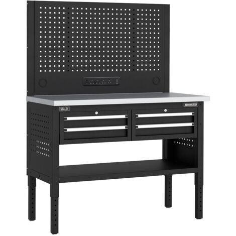 Sealey APMWB50COMBO2SS Superline PRO Modular Workbench with 4 Drawers Stainless Steel Worktop 1265mm