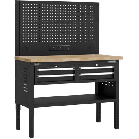 Sealey APMWB50COMBO2W Superline PRO Modular Workbench with 4 Drawers Wooden Worktop 1265mm
