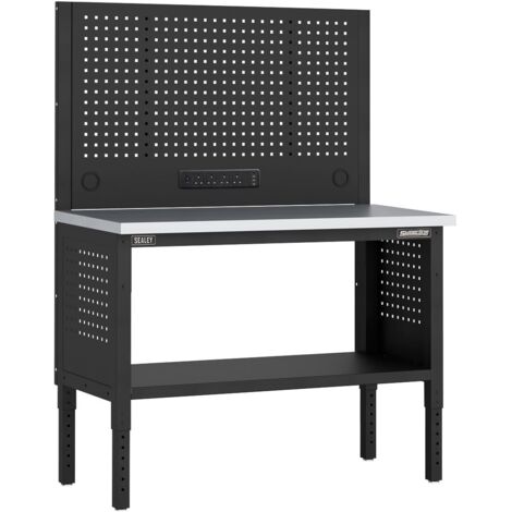 Sealey APMWB50COMBOSS Superline PRO Modular Workbench with Pegboard Back Panel Stainless Steel Worktop 1265mm