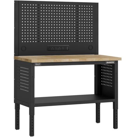 Sealey APMWB50COMBOW Superline PRO Modular Workbench with Pegboard Back Panel Wooden Worktop 1265mm