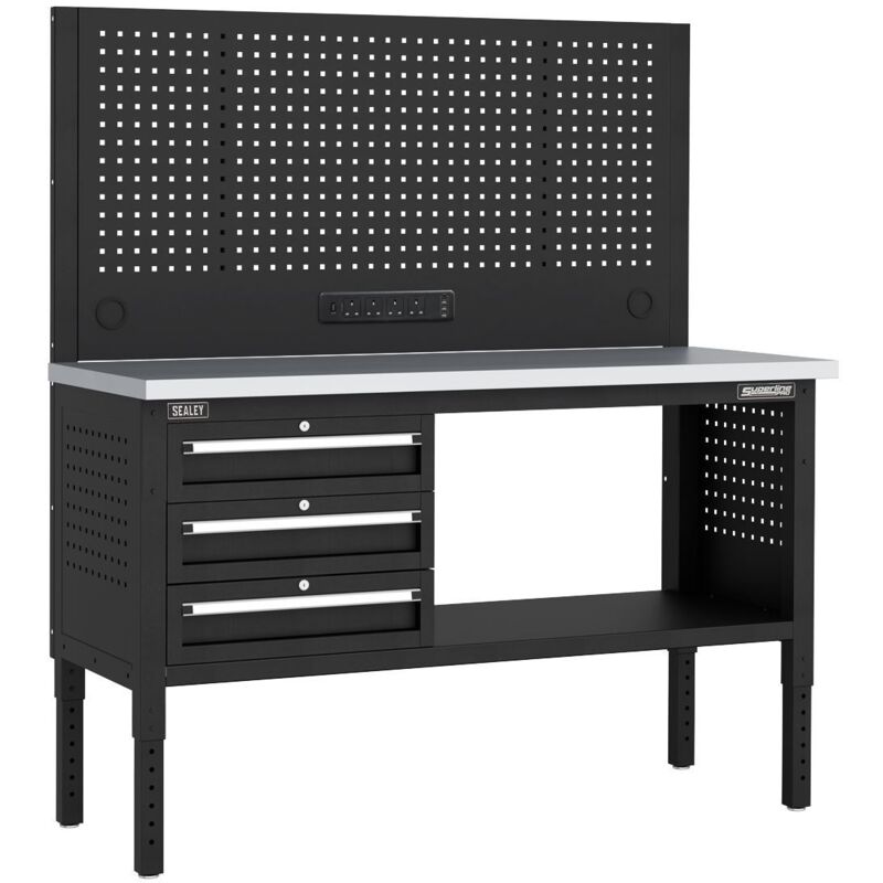Sealey APMWB60COMBO1SS Superline PRO Modular Workbench with 3 Drawers Stainless Steel Worktop 1525mm