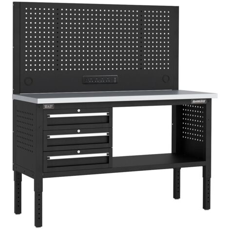 Sealey APMWB60COMBO1SS Superline PRO Modular Workbench with 3 Drawers Stainless Steel Worktop 1525mm