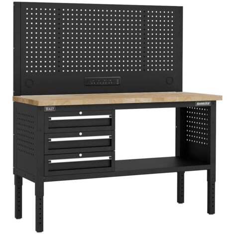 Sealey APMWB60COMBO1W Superline PRO Modular Workbench with 3 Drawers Wooden Worktop 1525mm