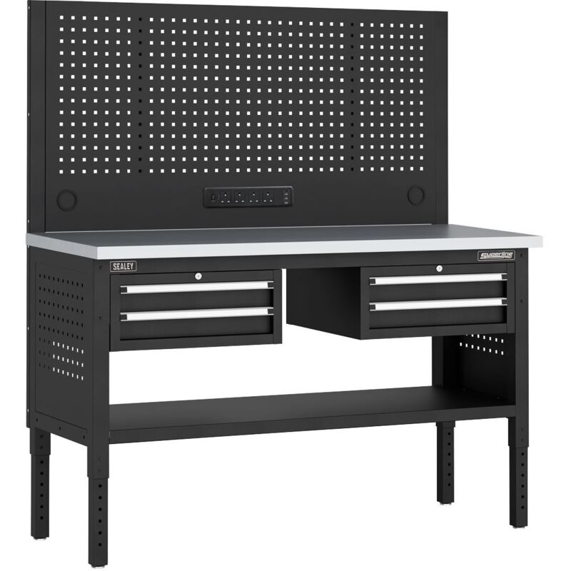 Sealey - APMWB60COMBO3SS Superline pro Modular Workbench with 4 Drawers Stainless Steel Worktop 1525mm