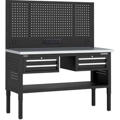 Sealey APMWB60COMBO3SS Superline PRO Modular Workbench with 4 Drawers Stainless Steel Worktop 1525mm